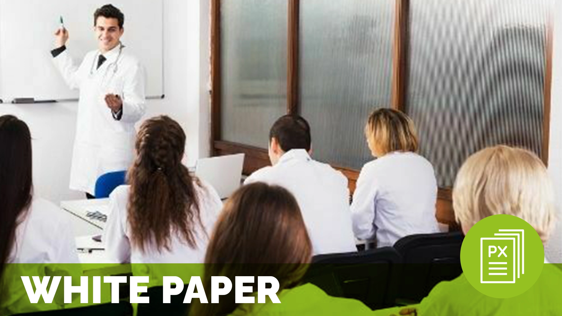 a group of medical students in a classroom learning about patient experience