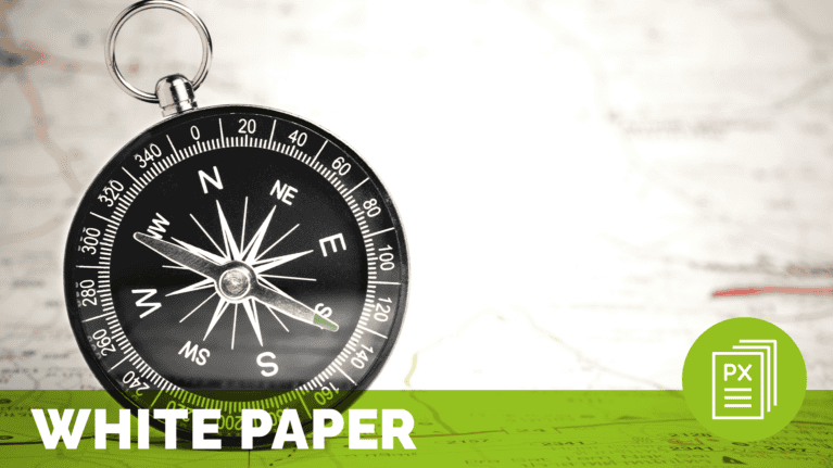 an image of a compass; text reads white paper; meant to represent guiding principles