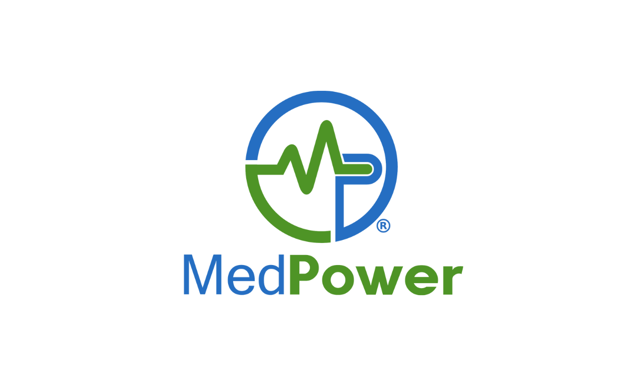 a green and blue logo for medpower