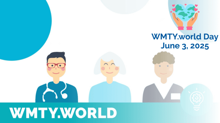 WMTY day - a graphic displaying three people and text in the upper right-hand corner reads "WMTY.world Day, June 3, 2025"