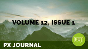 an image of mountains with text overlaid on top that reads volume 12, issue 1; text at the bottom of the image reads px journal