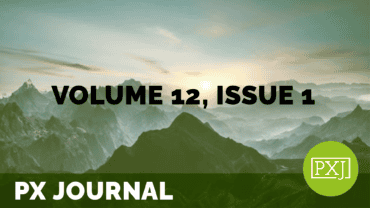 an image of mountains with text overlaid on top that reads volume 12, issue 1; text at the bottom of the image reads px journal
